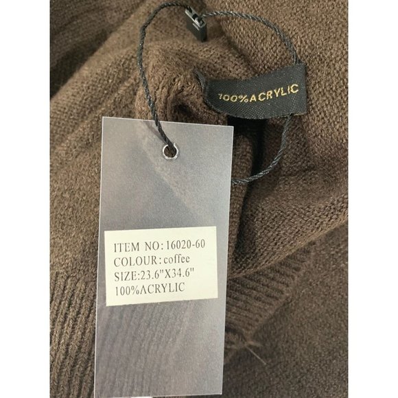 One Size Women's Brown Poncho Coffee Color Acrylic Split Neck New 23.6" x 34.6" - Picture 6 of 6